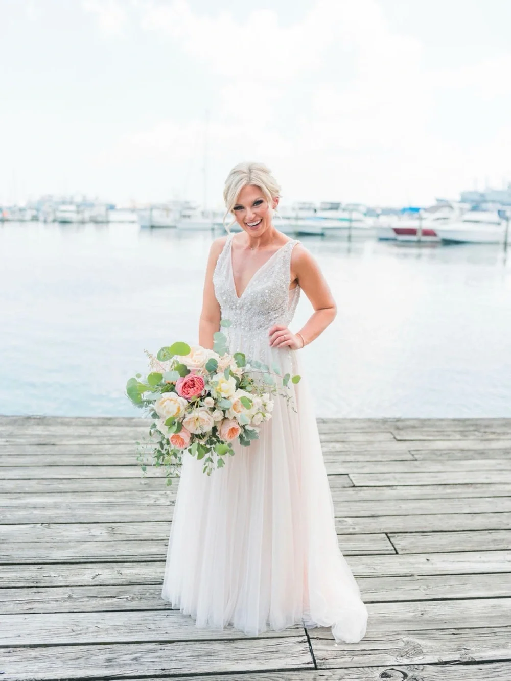 BHLDN Beaded V-Neck Wedding Gown in Ivory - Picture 2 of 2